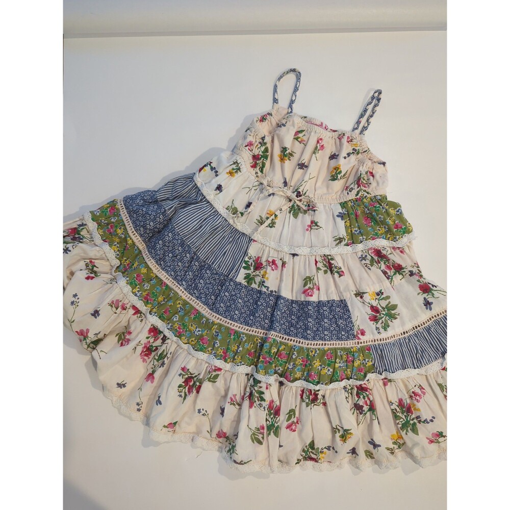 Gorgeous girls dress size 2/3 years patchwork lace ribbon flowers floral